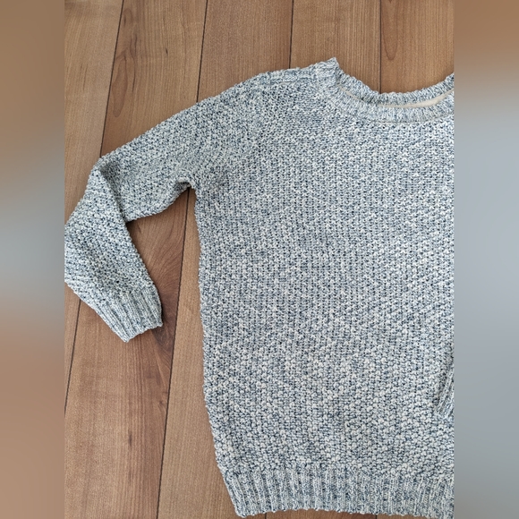 Cotton Blend Knit Sweater 3/4 Sleeves Blue & Cream Size S Cortefiel Brand - Picture 5 of 7